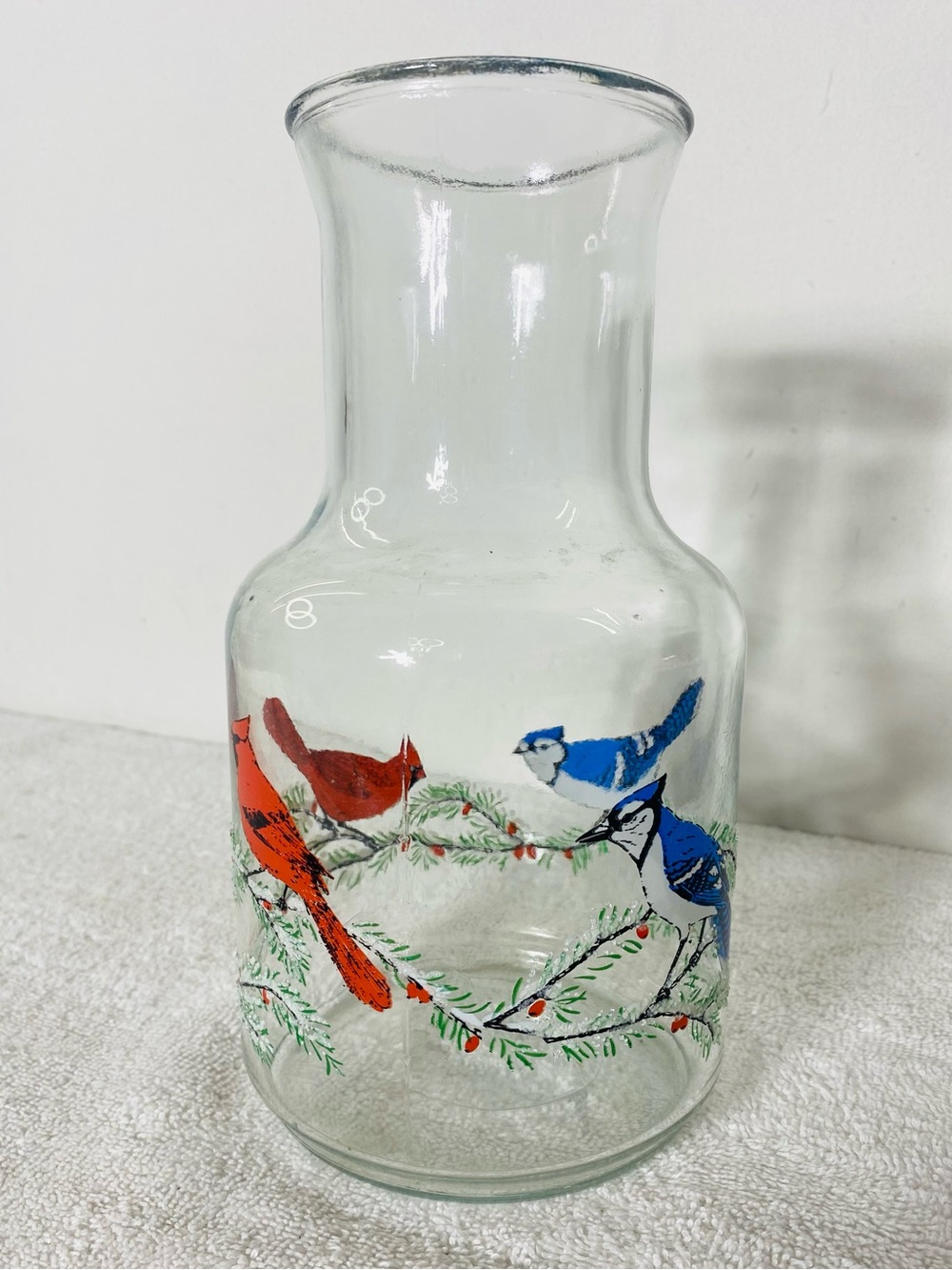 Vintage West Virginia Glass Songbird Beverage Pitcher Juice Carafe Decanter